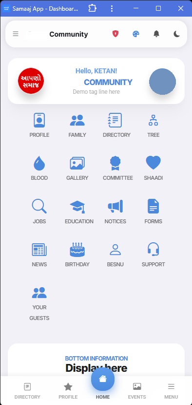 Samaj Digital Directory App Interface 